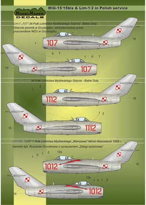 ModelMaker Decals D48023 MiG-15/15bis &amp;amp; Lim-1/2 in Polish service – imagen 4