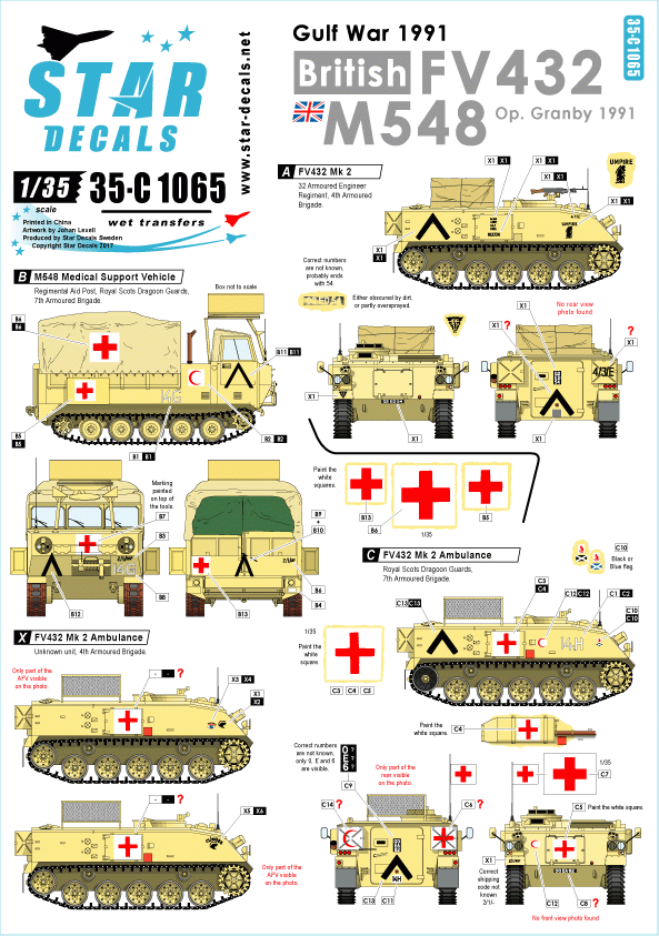 Star Decals 35-C1065 Maquettes britanniques FV432 et M548 au 1/35