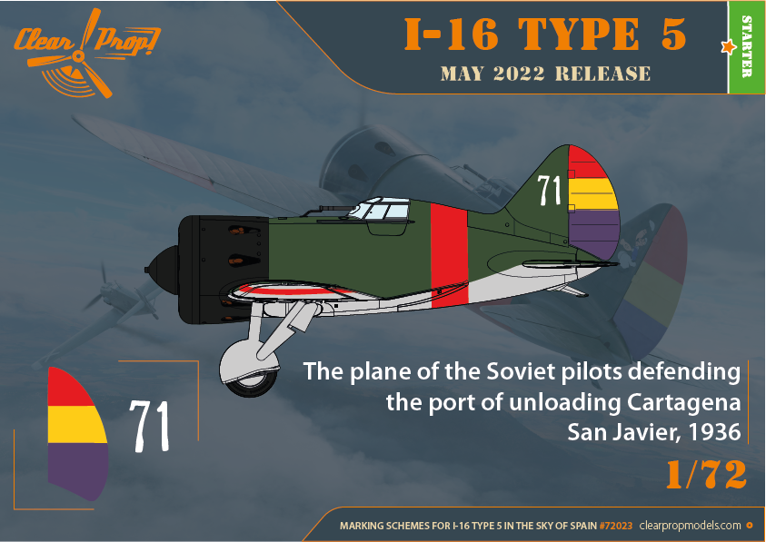 Clear Prop! CP72023 I-16 Type 5 In the sky of Spain STARTER KIT 1/72 – zdjęcie 8