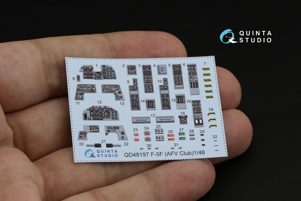 Quinta Studio QD48197 F-5F Tiger II 3D-Printed &amp;amp; coloured Interior on decal paper (for AFV Club ) 1/48 – immagine 12
