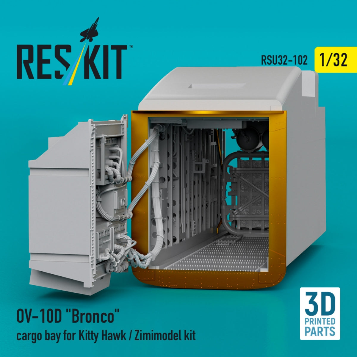 RESKIT RSU32-0102 OV-10D "Bronco" cargo bay for Kitty Hawk/Zimimodel kit (3D Printed) 1/32