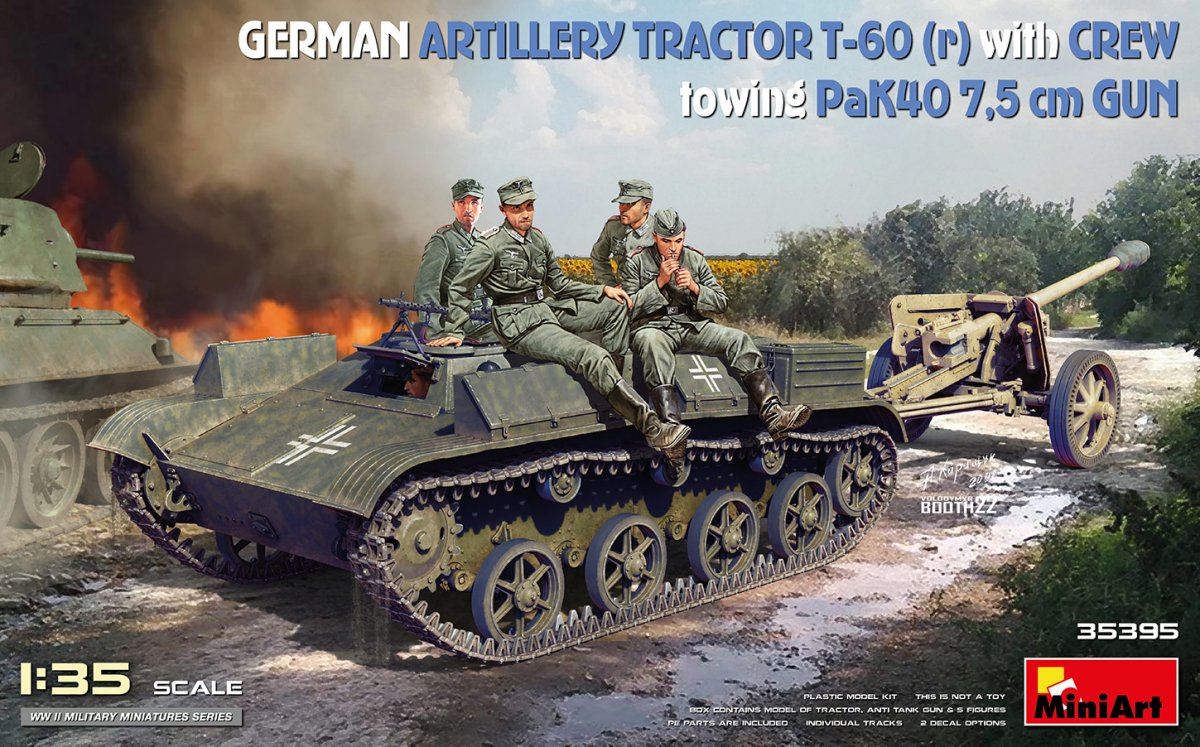 MiniArt 35395 Tracteur d'artillerie allemand T-60(r) et son équipage remorquant un canon PaK40 1/35