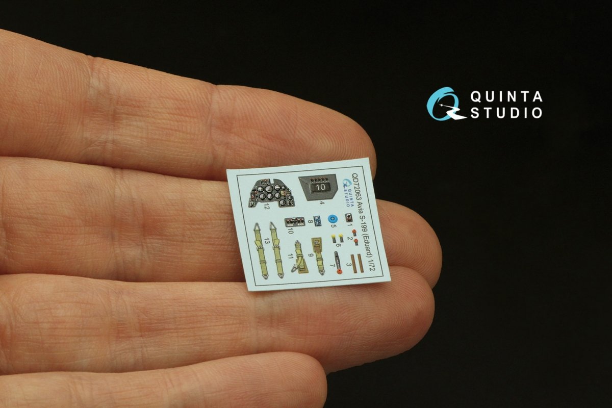 Quinta Studio QD72063 Avia S-199 3D-Printed &amp;amp; coloured Interior on decal paper (Eduard) 1/72 – immagine 3