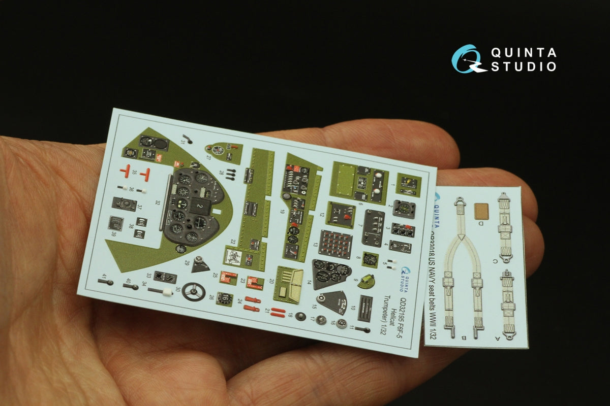 Quinta Studio QD32195 F6F-5 Hellcat 3D-Printed &amp;amp; coloured Interior on decal paper (Trumpeter) 1/32 – imagen 5