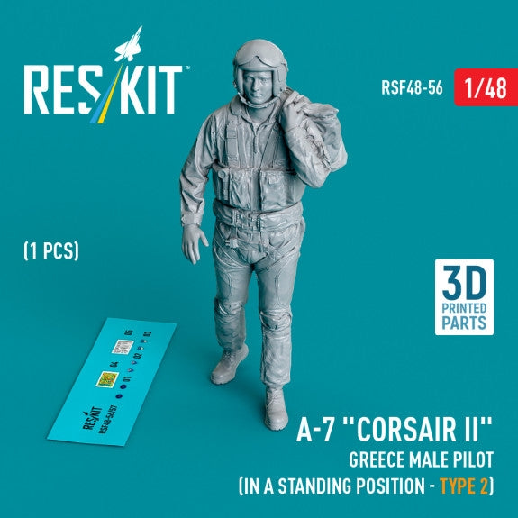 RESKIT RSF48-0056 A-7 « Corsair II » Grèce, pilote masculin (position debout - type 2) (1 pièce) (Impression 3D) 1/48