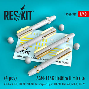 RESKIT RS48-0329 AGM-114K HELLFIRE II MISSILES (4 PCS) 1/48