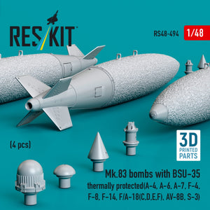 RESKIT RS48-0494 Mk.83 bombs with BSU-35 thermally protected (4 pcs) (3D printed) 1/48 – zdjęcie 2