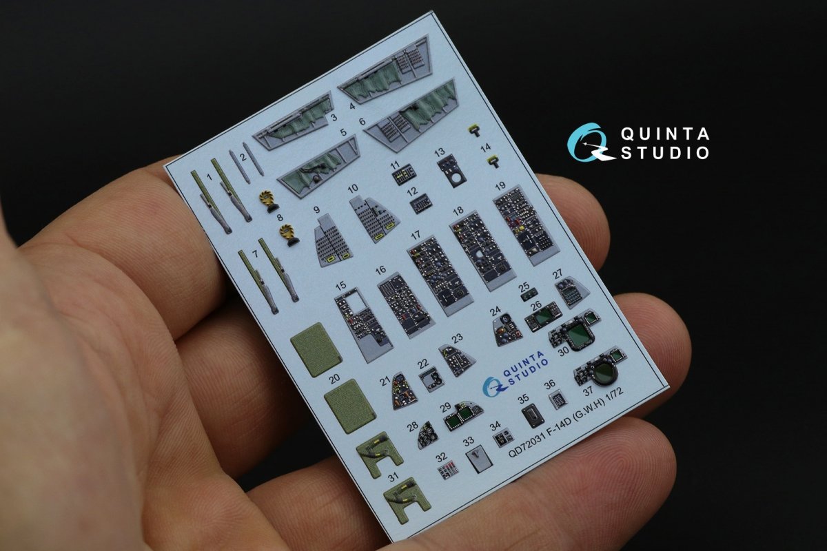 Quinta Studio QD72031 F-14D 3D-Printed &amp;amp; coloured Interior on decal paper (GWH) 1/72 – imagen 3
