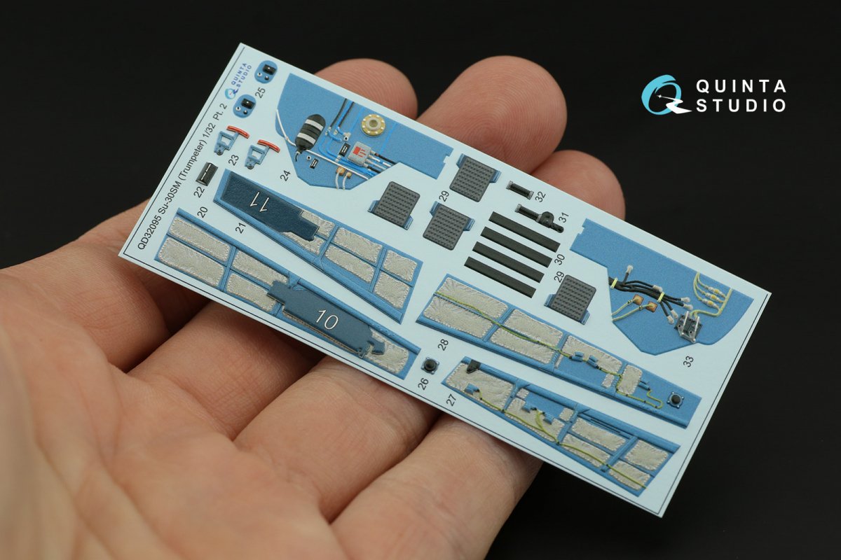 Quinta Studio QD32095 Su-30SM 3D-Printed &amp;amp; coloured Interior on decal paper (conversion for Trumpeter Su-30MKK ) 1/32 – imagen 6