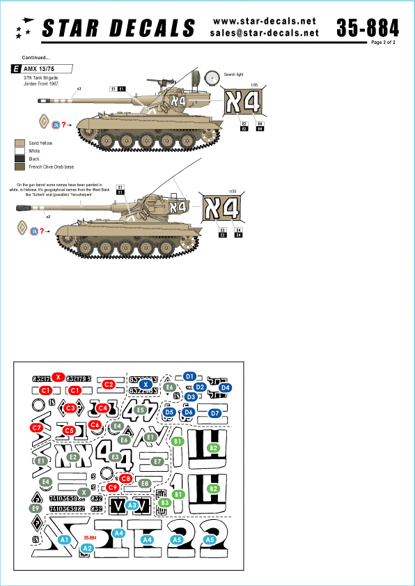 Star Decals 35-884 Israeli AFVs 3 M1 Sherman + AMX 13/75 1/35 – immagine 2