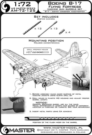 Master AM-72-125 Boeing B-17 Flying Fortress Machine gun barrels set 1/72 – Bild 4