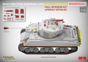 Rye Field Model 5136 M4A3 76W VVSS Sherman Late Upgrade Version Full Interior 1/35 – imagen 2