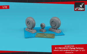 Armory Models AW72349 B-17B/C/D/E/F Flying Fortress wheels w/ weighted tyres type “a” (GY) &amp;amp; PE hubcaps 1/72