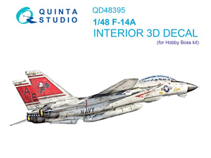 Quinta Studio QD48395 F-14A 3D-Printed &amp;amp; coloured Interior on decal paper (Hobby Boss) 1/48