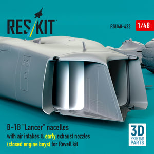 RESKIT RSU48-0423 B-1B "Lancer" nacelles with air intakes &amp; early exhaust nozzles (сlosed engine bays) for Revell kit (3D Printed) 1/48