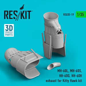 RESKIT RSU35-0019 Échappement pour maquette Kitty Hawk MH-60L, MH-60S, HH-60G, HH-60H (impression 3D) 1/35