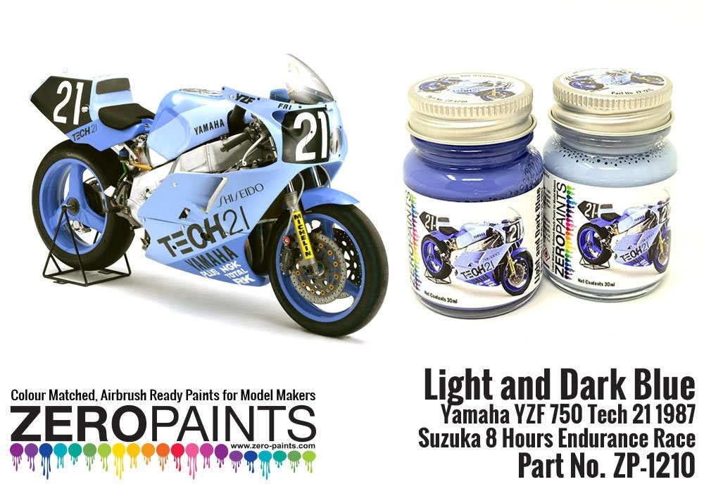 Zero Paints ZP-1210 Light and Dark Blue Yamaha YZF 750 Tech 21 Paint Set 2x30ml – imagen 3