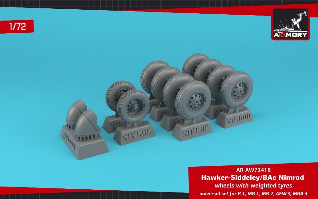 Armory Models AW72418 BAe Nimrod wheels w/ weighted tires 1/72 – imagen 2