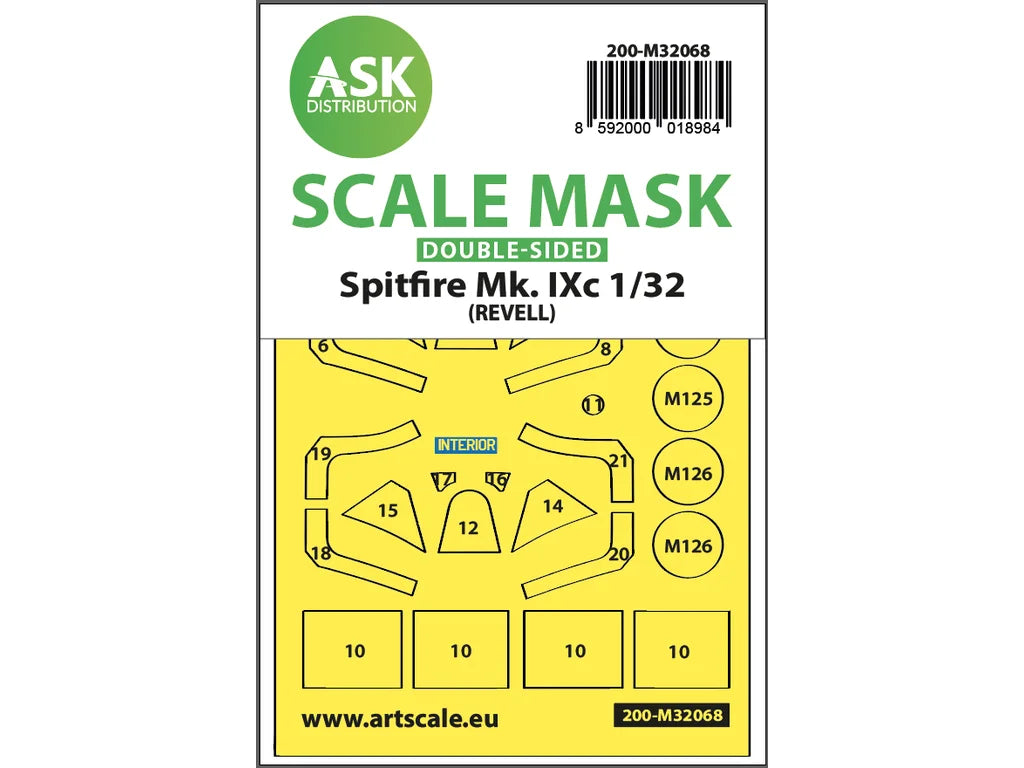 Art Scale Kit M32068 Spitfire Mk.IXc Double-Sided Fit Mask for Revell 1/32