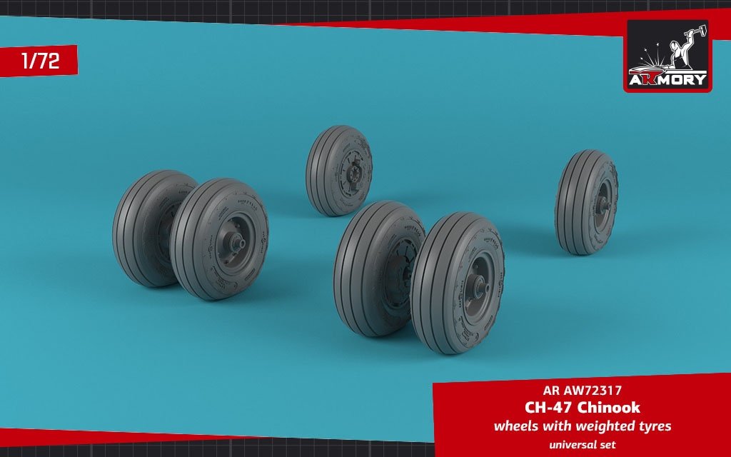 Armory Models AW72317 CH-47 Chinook wheels w/ weighted tires 1/72 – zdjęcie 3