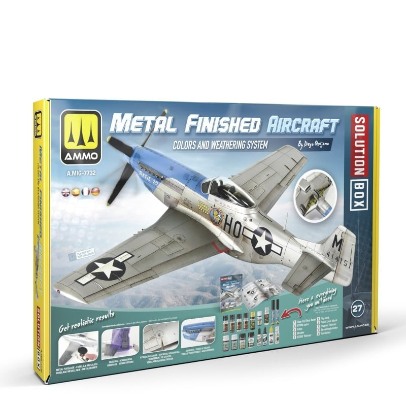 AMMO of Mig Jimenez 7732 SOLUTION BOX 27 - How to Paint Metal Finished Aircraft