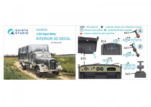 Quinta Studio QD35033 Opel Blitz 3D-Printed &amp;amp; coloured Interior on decal paper (Tamiya) 1/35 – imagen 6