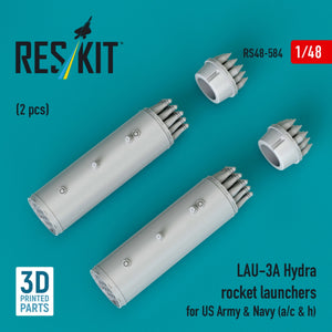 RESKIT RS48-0584 LAU-3A Hydra rocket launchers for US Army &amp; Navy (a/c &amp; h) (2pcs) (3D Printed) 1/48