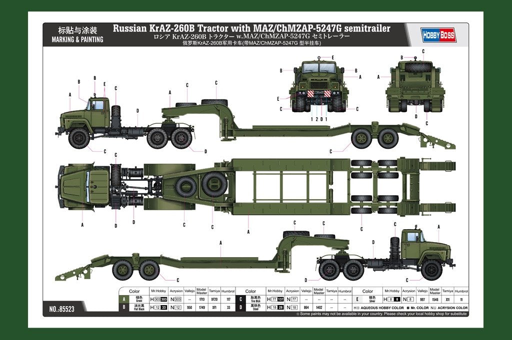 Hobby Boss 85523 Russian KrAZ-260B Tractor with MAZ/ChMZAP-5247G semitrailer 1/35 – imagen 3