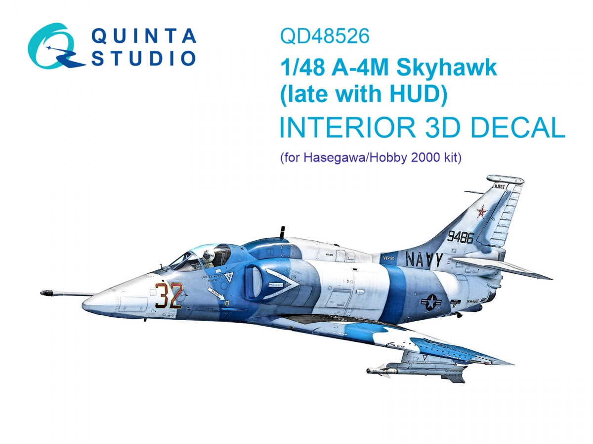 Quinta Studio QD48526 A-4M late 3D-Printed &amp;amp; coloured Interior on decal paper (Hasegawa/Hobby2000) 1/48