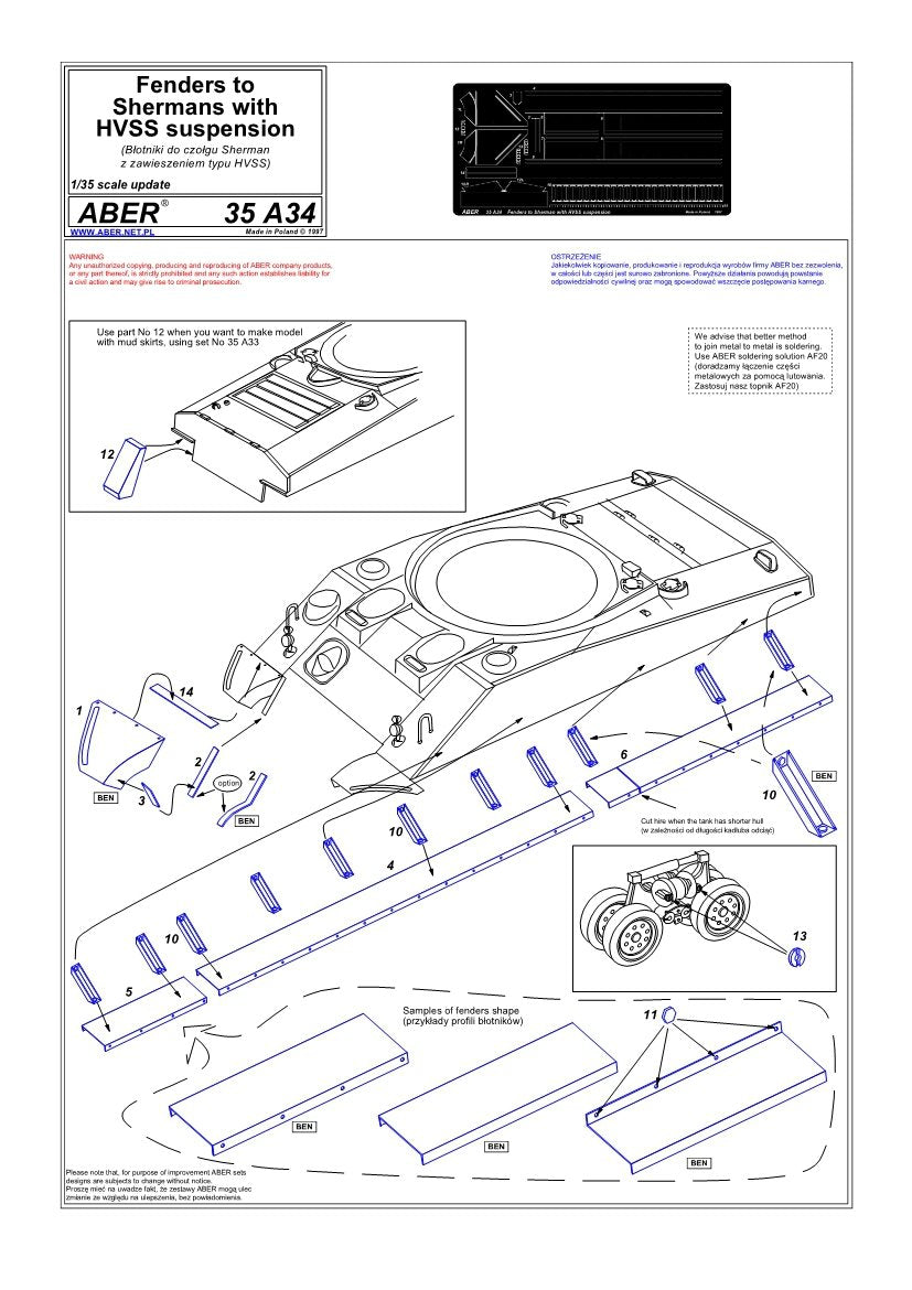 Aber 35A034 Błotniki do erf z zawieszeniem HVSS 1/35 – Bild 4