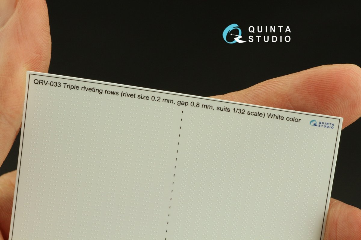Quinta Studio QRV-033 Triple riveting rows (rivet size 0.20 mm, gap 0.8 mm, suits 1/32 scale), White color, total length 3,7 m/12 ft – imagen 3