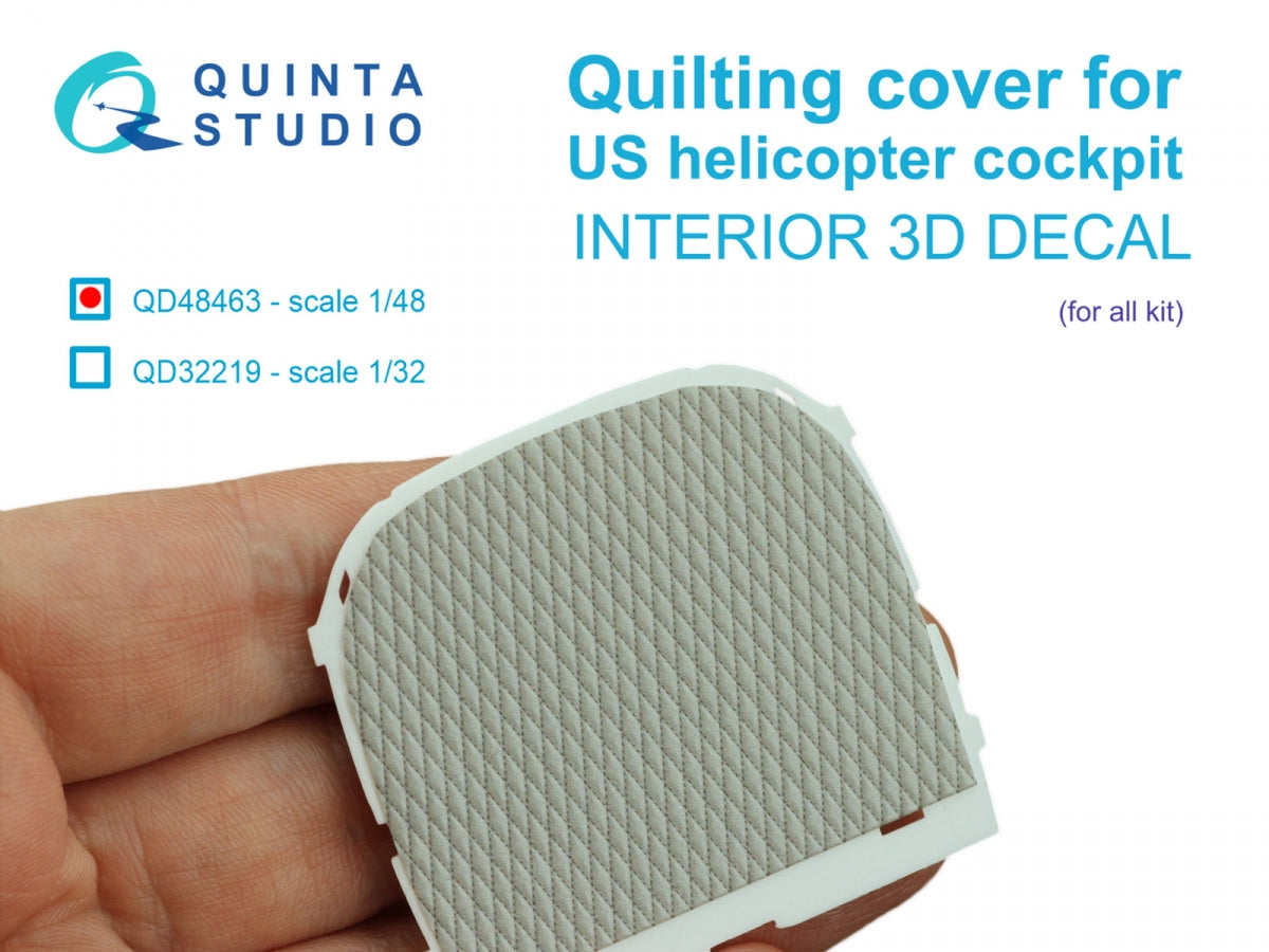 Quinta Studio QD48463 Quilting cover for US helicopter cockpit. 3D-Printed coloured Interior on decal paper (All kits) 1/48