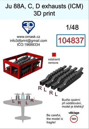 Omask 104837 Ju 88 A/C/D exhaust 3D print (for ICM) 1/48 – imagen 2