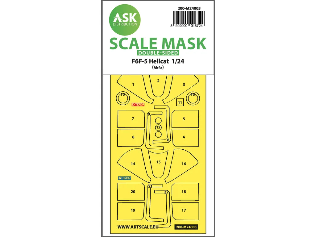 Art Scale Kit M24003 F6F-5 Hellcat Double-Sided Express Masks for Airfix 1/24