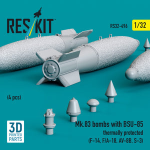 RESKIT RS32-0496 Mk.83 bombs with BSU-85 thermally protected (4 pcs) (3D printed) 1/32 – zdjęcie 2