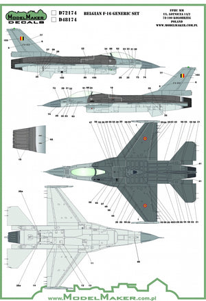 ModelMaker Decals D48174 Belgian f-16 insignias &amp;amp; stencils-generic set 1/48 – zdjęcie 2