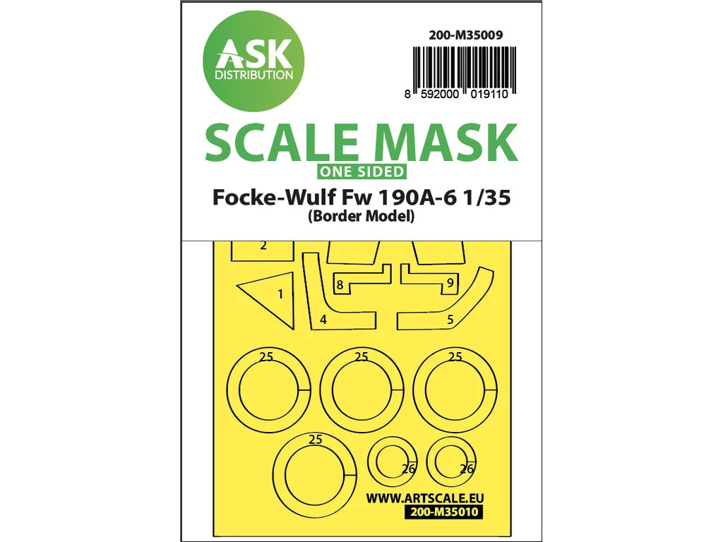 Art Scale Kit M35009 Fw 190A-6 One-Sided Painting Mask for Border Model 1/35
