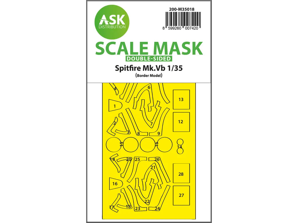 Art Scale Kit M35018 Spitfire Mk.Vb Double-Sided Express Fit Painting Mask for Border Model 1/35