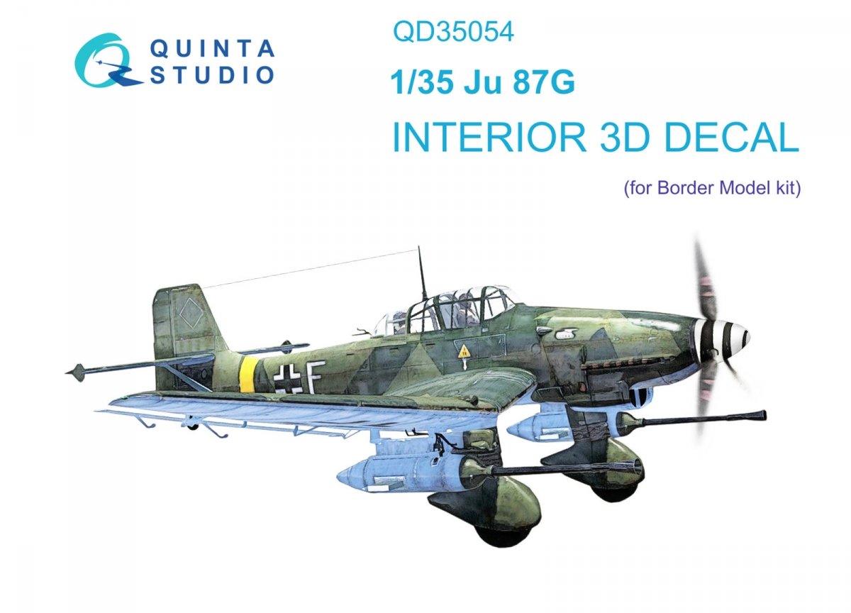 Quinta Studio QD35054 Ju 87G 3D-Printed &amp; colored Interior on decal paper ( Border Model ) 1/35