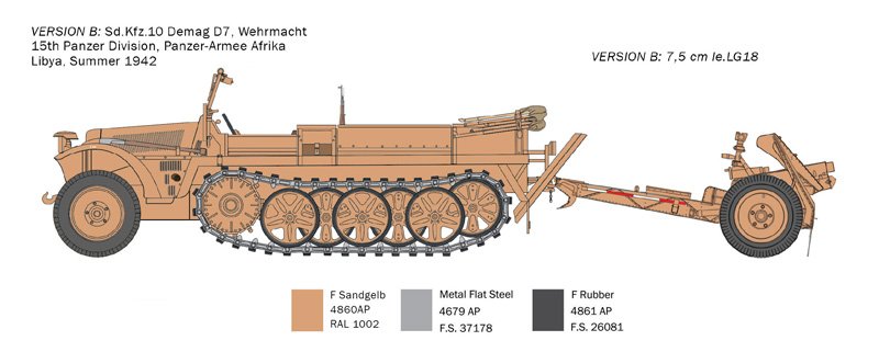 Italeri 6595 Sd. Kfz. 10 Demag D7 with 7,5 cm leIG 18 and crew 1/35 – imagen 5