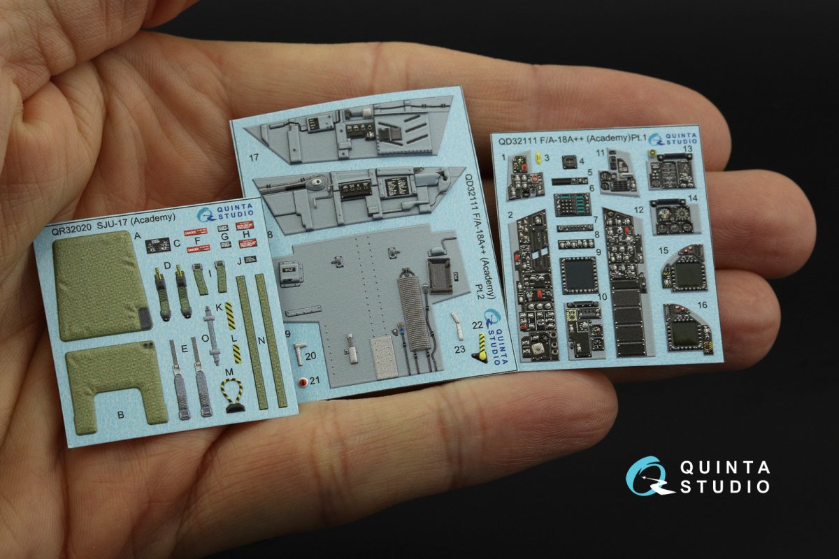 Quinta Studio QD32111 F/A-18A++ 3D-Printed &amp;amp; colored Interior on decal paper (Academy) 1/32 – image 2