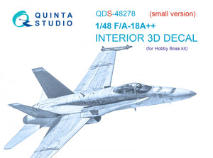 Quinta Studio QDS-48278 F/A-18А++ 3D-Printed &amp;amp; coloured Interior on decal paper (HobbyBoss)(Small version) 1/48