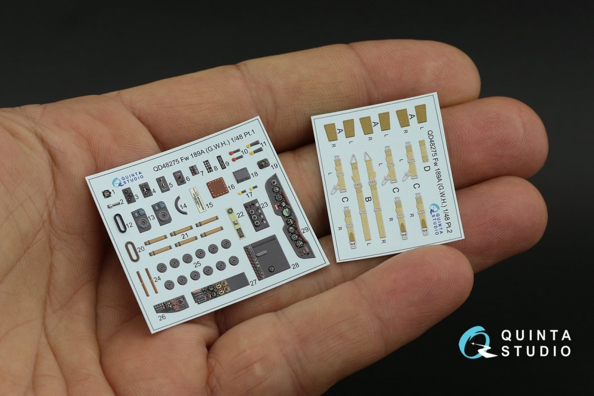 Quinta Studio QD48275 Fw 189A 3D-Printed &amp;amp; coloured Interior on decal paper (GWH) 1/48 – immagine 4