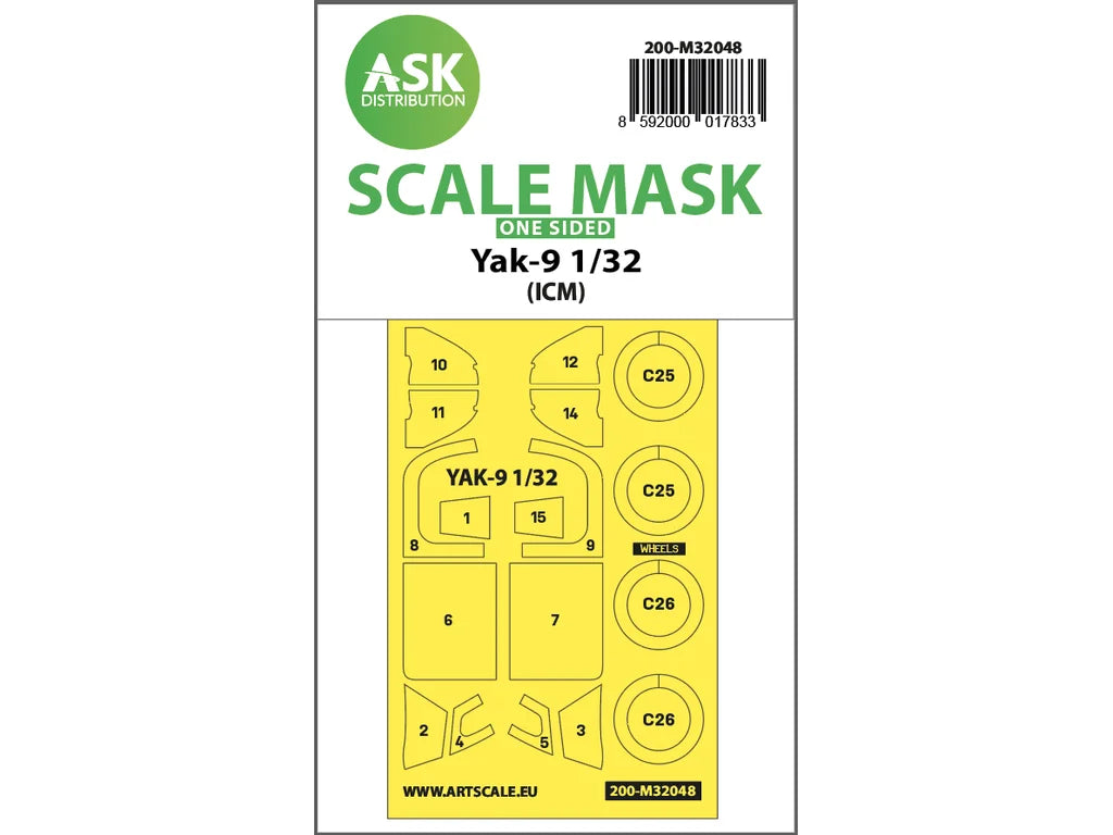 Art Scale Kit M32048 Yak-9 One-Sided Mask for ICM 1/32