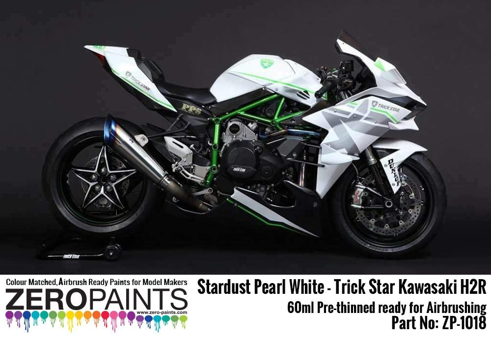 Zero Paints ZP-1018 Trick Star Kawasaki H2R Stardust Pearl White Paint 60ml – Bild 2