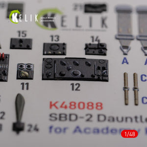 Décalcomanies 3D intérieures KELIK K48088 SBD-2 Dauntless pour maquette Academy au 1/48 – image 4