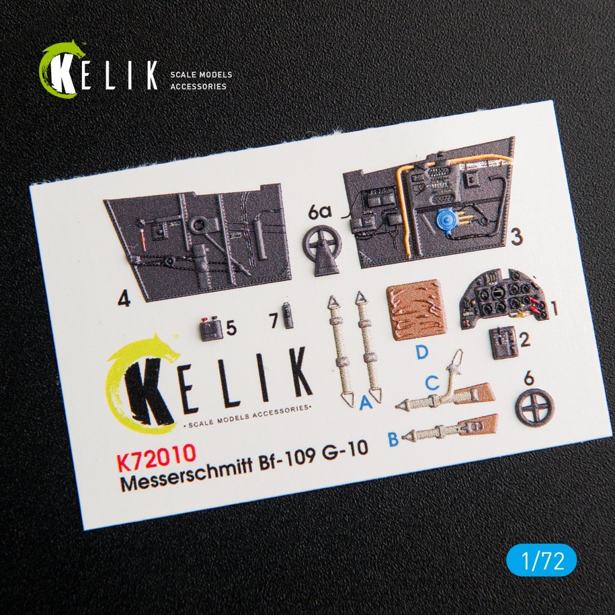KELIK K72010 BF109-10G DÉCALCOMANIES 3D INTÉRIEURES POUR KIT FINE MOLDS 1/72 – image 2