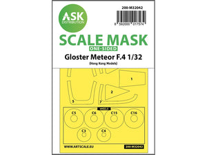 Art Scale Kit M32042 Gloster Meteor F.4 One-Sided Mask for HK Models 1/32