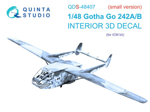 Quinta Studio QDS-48407 Go 242A-B 3D-Printed coloured Interior on decal paper (ICM) (Small version) 1/48