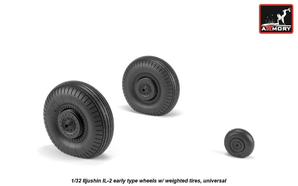 Armory Models AW32015 Iljushin IL-2 Bark early type wheels w/ weighted tyres 1/32 – immagine 5